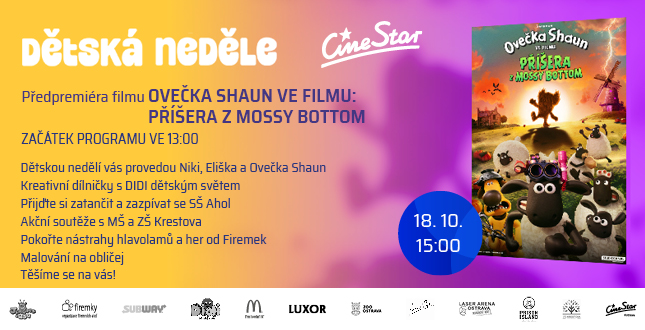 Dětská neděle s filmem Ovečka Shaun ve filmu